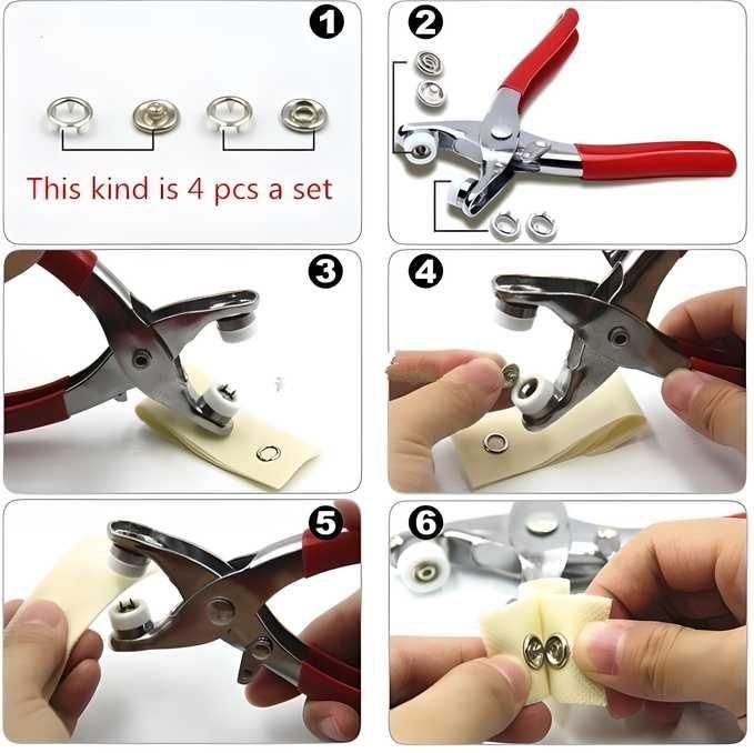Metal Studs with Pliers – 100 Sets Silver 9.5mm Snap Buttons Kit | NISHU Superstores