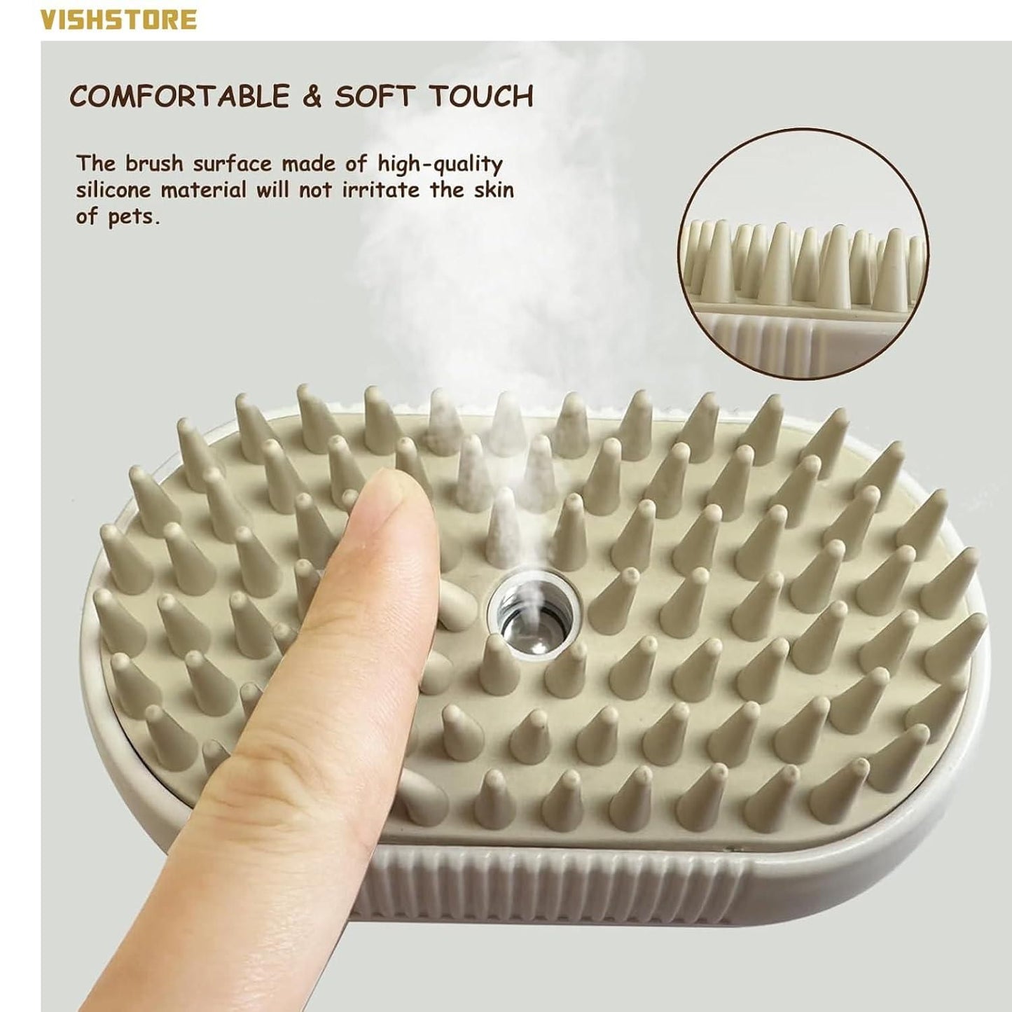Pet Steam Brush for Dogs & Cats – Gentle Grooming & Fur Detangles | NISHU Superstores