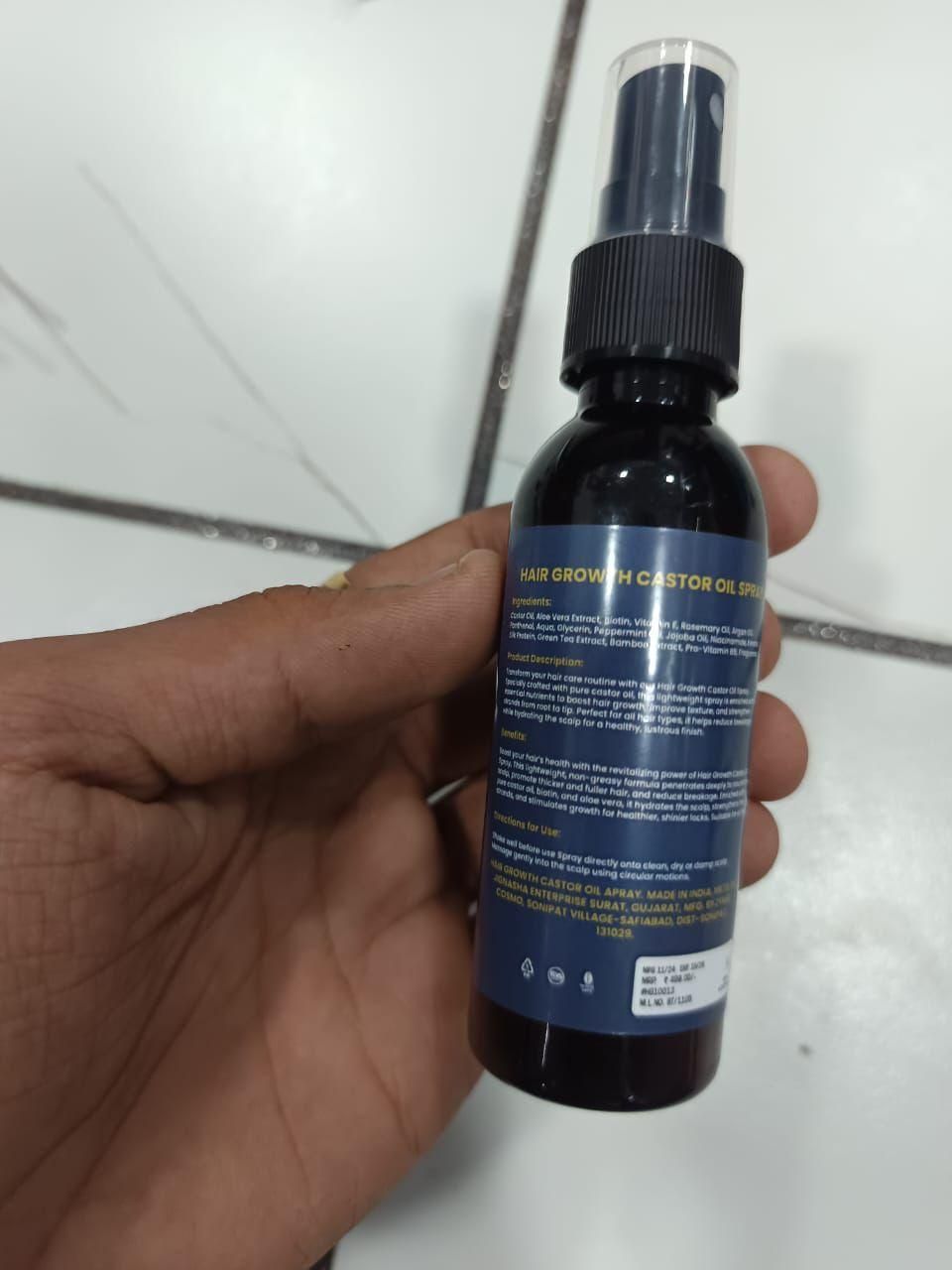ELLOHE Hair Growth Castor Oil Spray – 60ml for Hair Thickness & Regrowth | NISHU Superstores