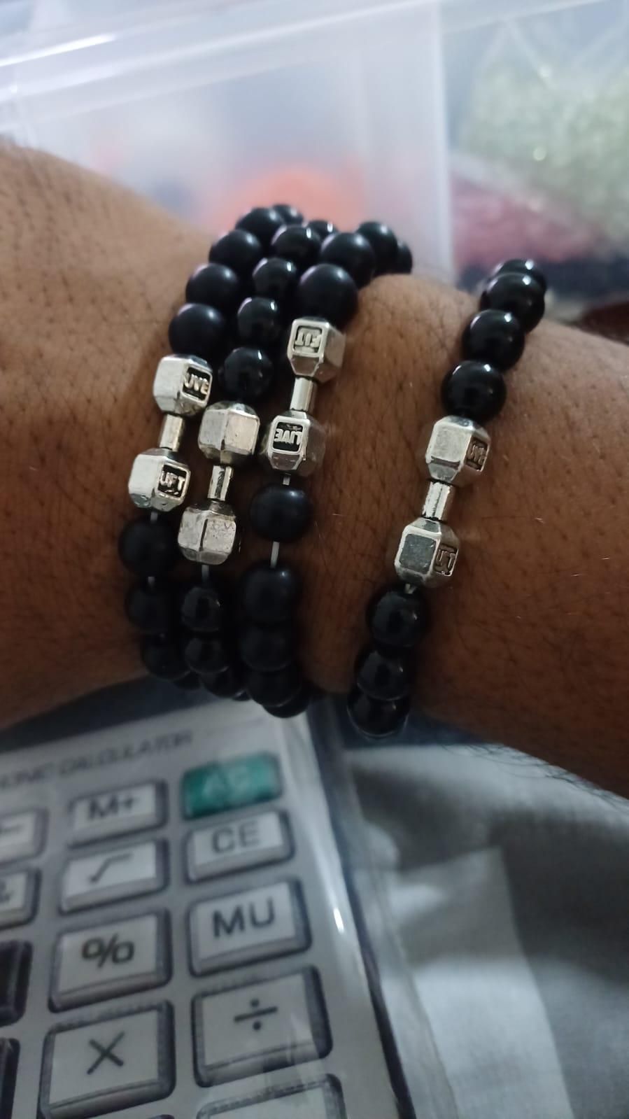 Black Matte Agate Onyx Beads Bracelet (Pack of 2) – Stylish Energy Stones | NISHU Superstores