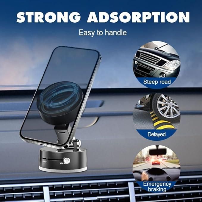 Vacuum Magnetic Suction Phone Holder – 360° Rotating Car Mount | NISHU Superstores