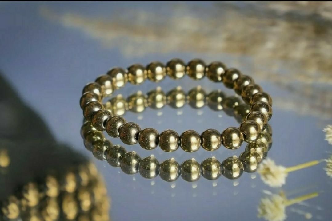 Golden Pyrite 8mm Natural Stone Bracelet for Men & Women | NISHU Superstores