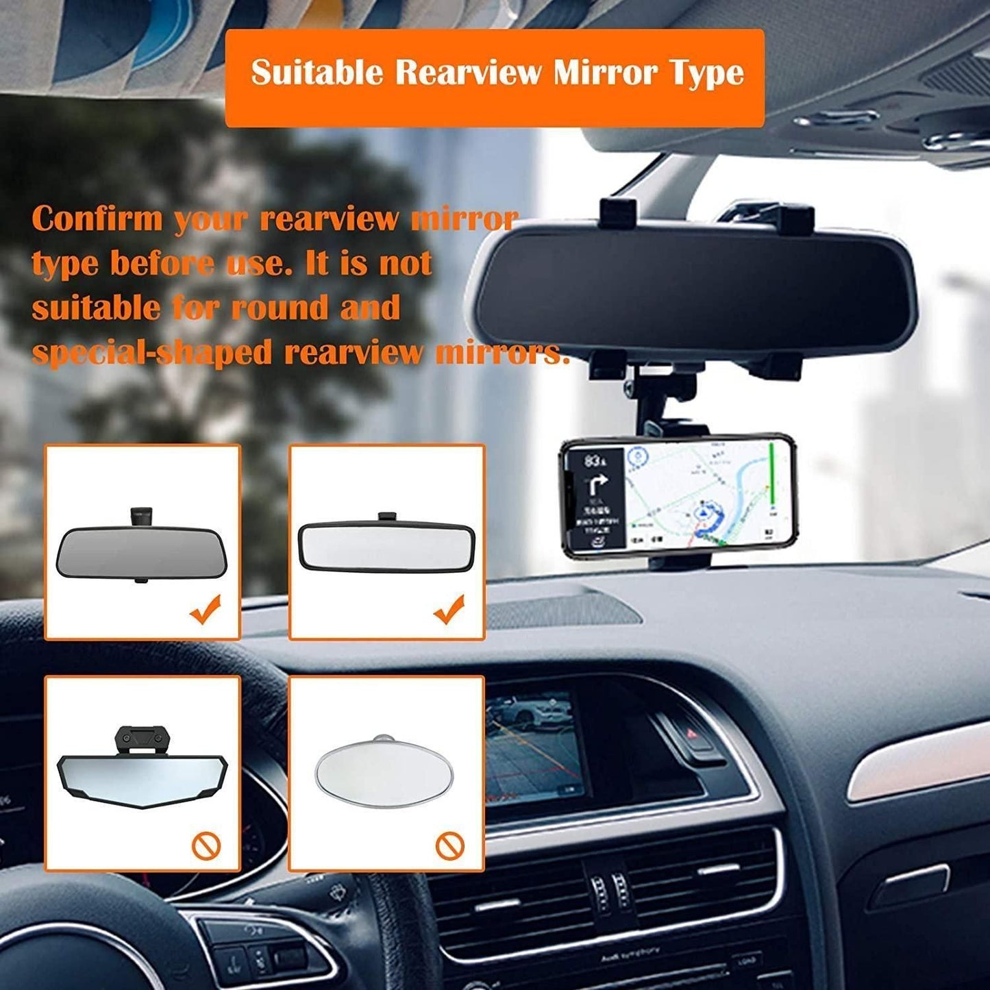 Rearview Mirror Phone Holder – 360° Adjustable Mobile Mount for Cars | NISHU Superstores