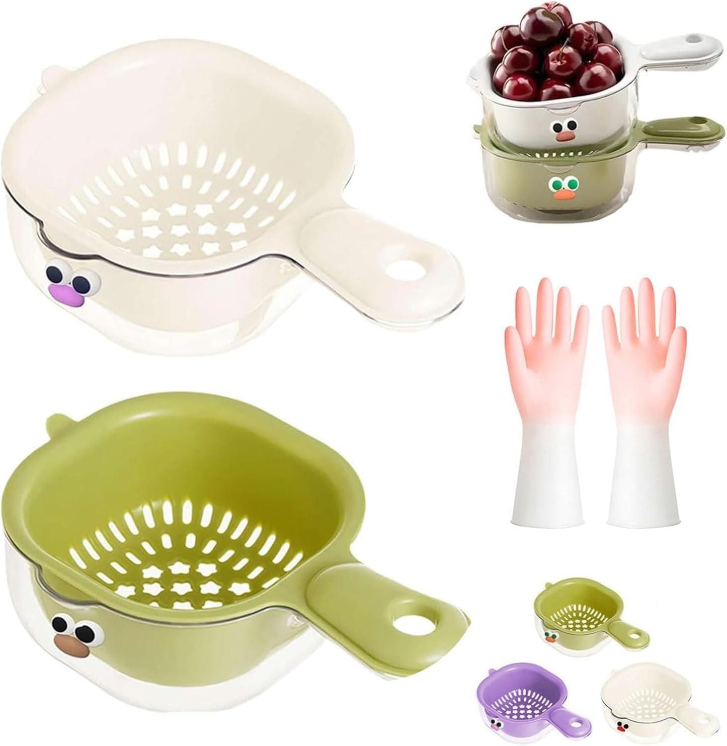 Strainer Dual-Layer Veggie & Fruit Draining Basket with Handle – Kitchen Colander | NISHU Superstores