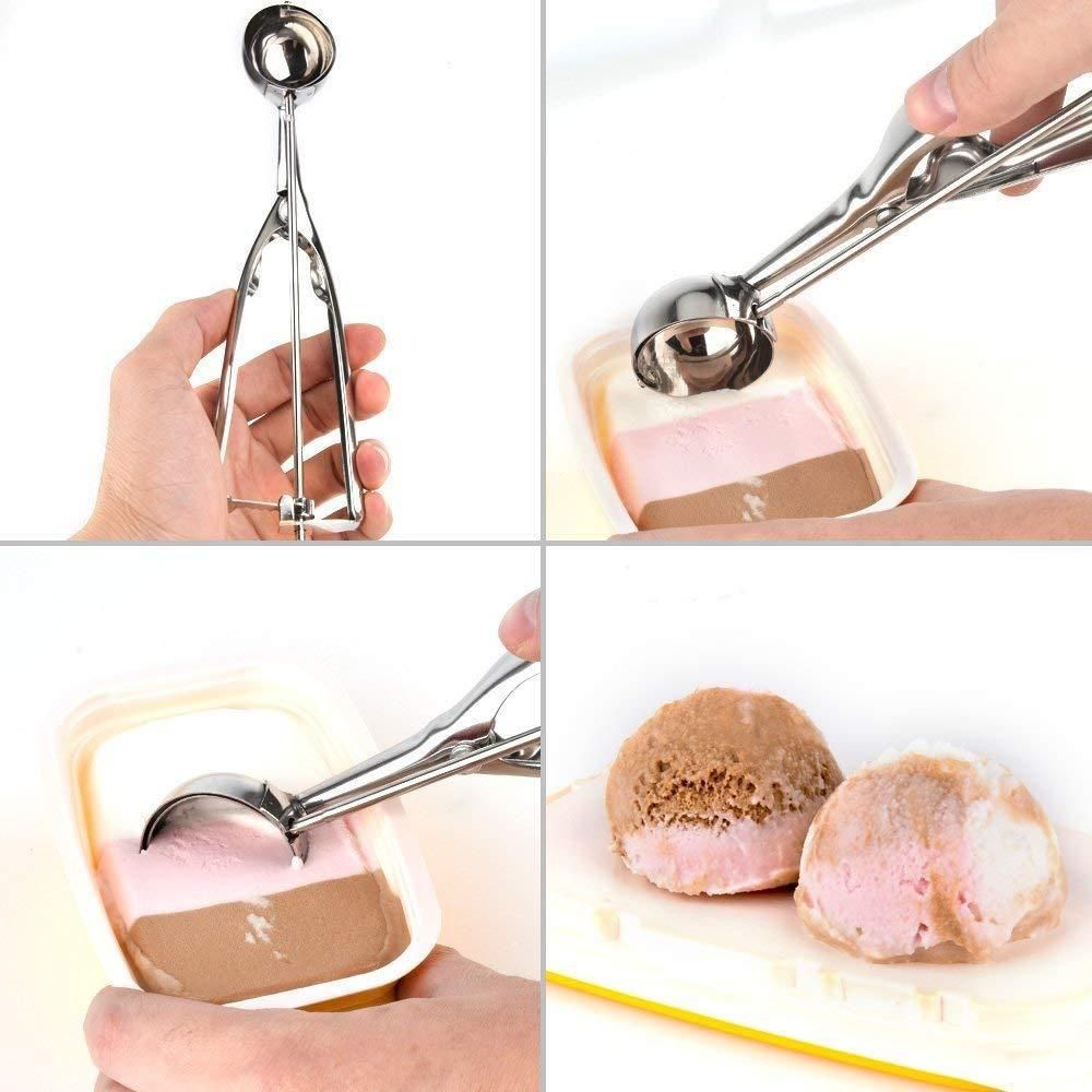 Ice Cream Scoop with Trigger Release – Stainless Steel Serving Spoon | NISHU Superstores
