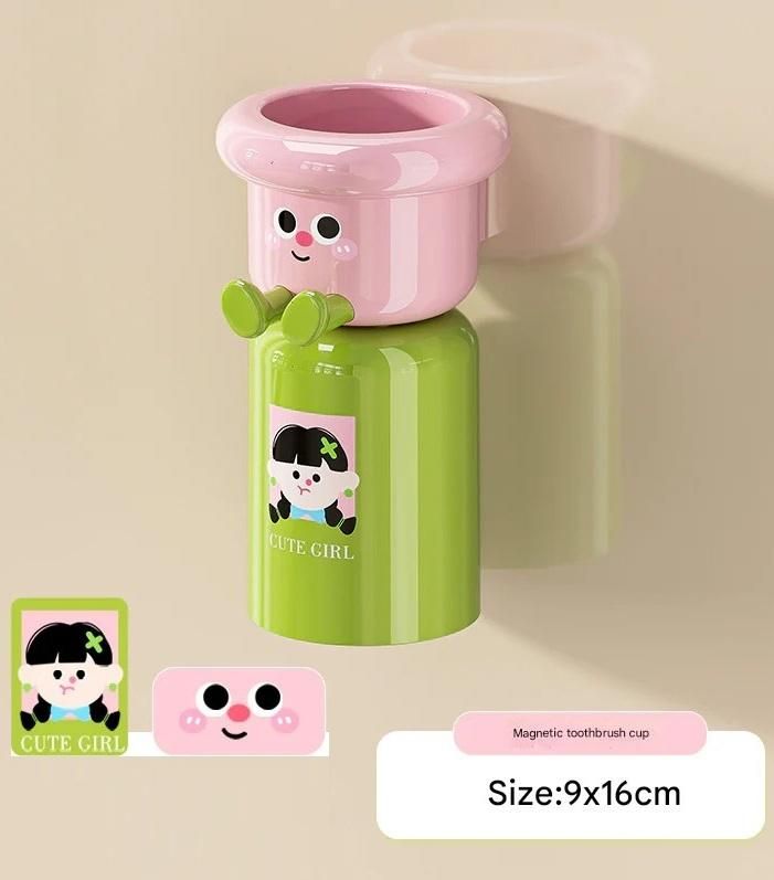 Dopamine Magnetic Toothbrush Holder with Mouthwash Cup – Wall Mounted Bathroom Organizer | NISHU Superstores