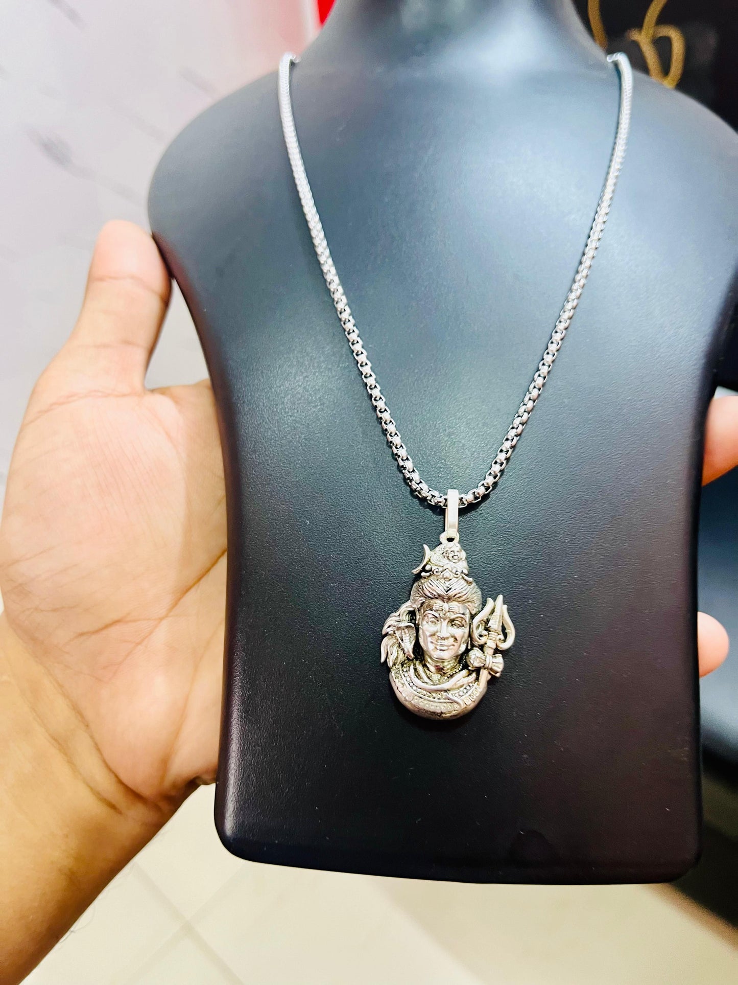 Lord Mahadev Premium Pendant with Chain – Shiva Trishul Damru Necklace | NISHU Superstores