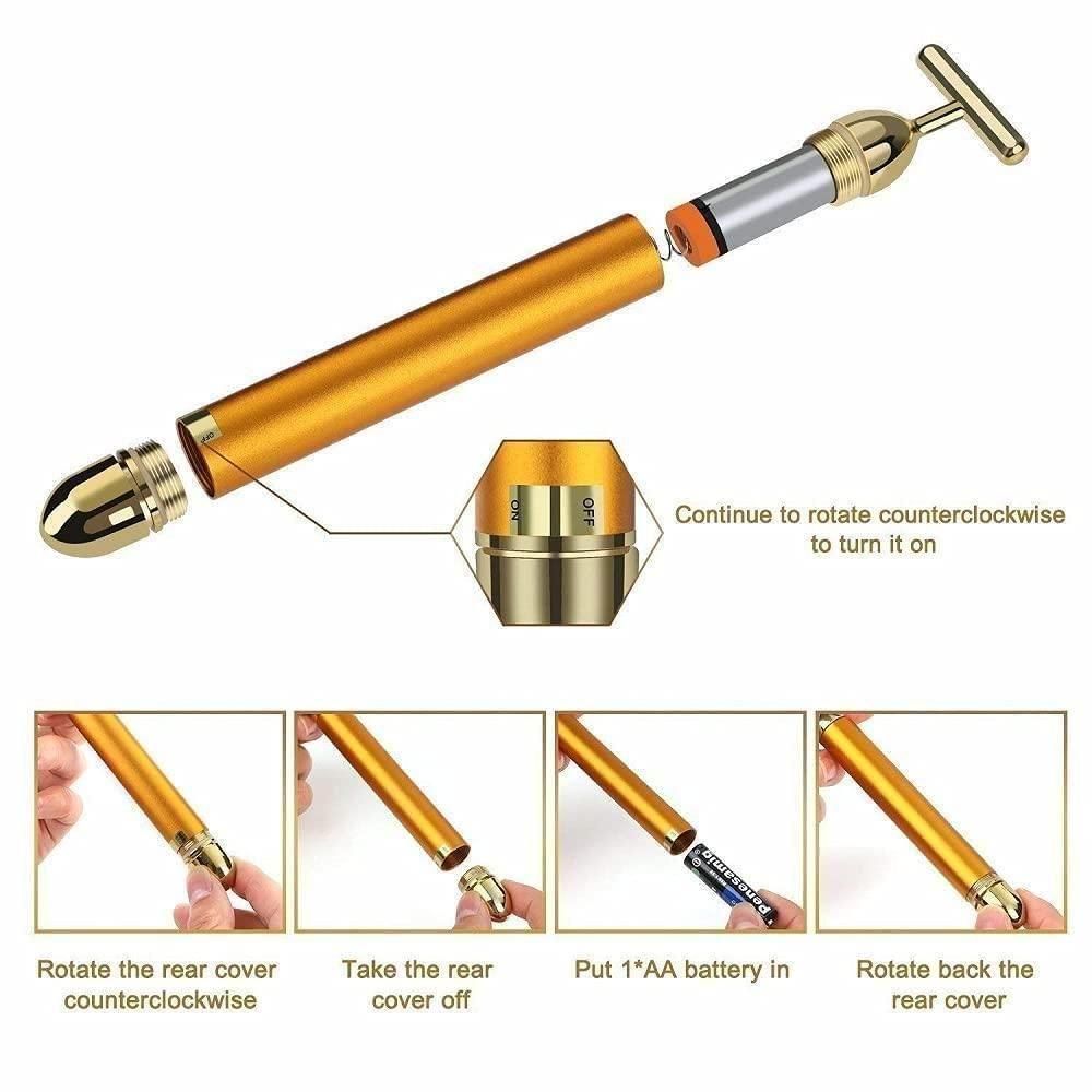 24K Gold Energy Beauty Bar – Electric Facial Massage Roller for Radiant Skin | NISHU Superstores