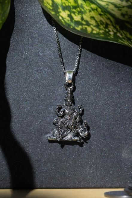 Laxmi on Mataji Oxidized Pendant with Chain – Spiritual & Traditional Jewelry | NISHU Superstores