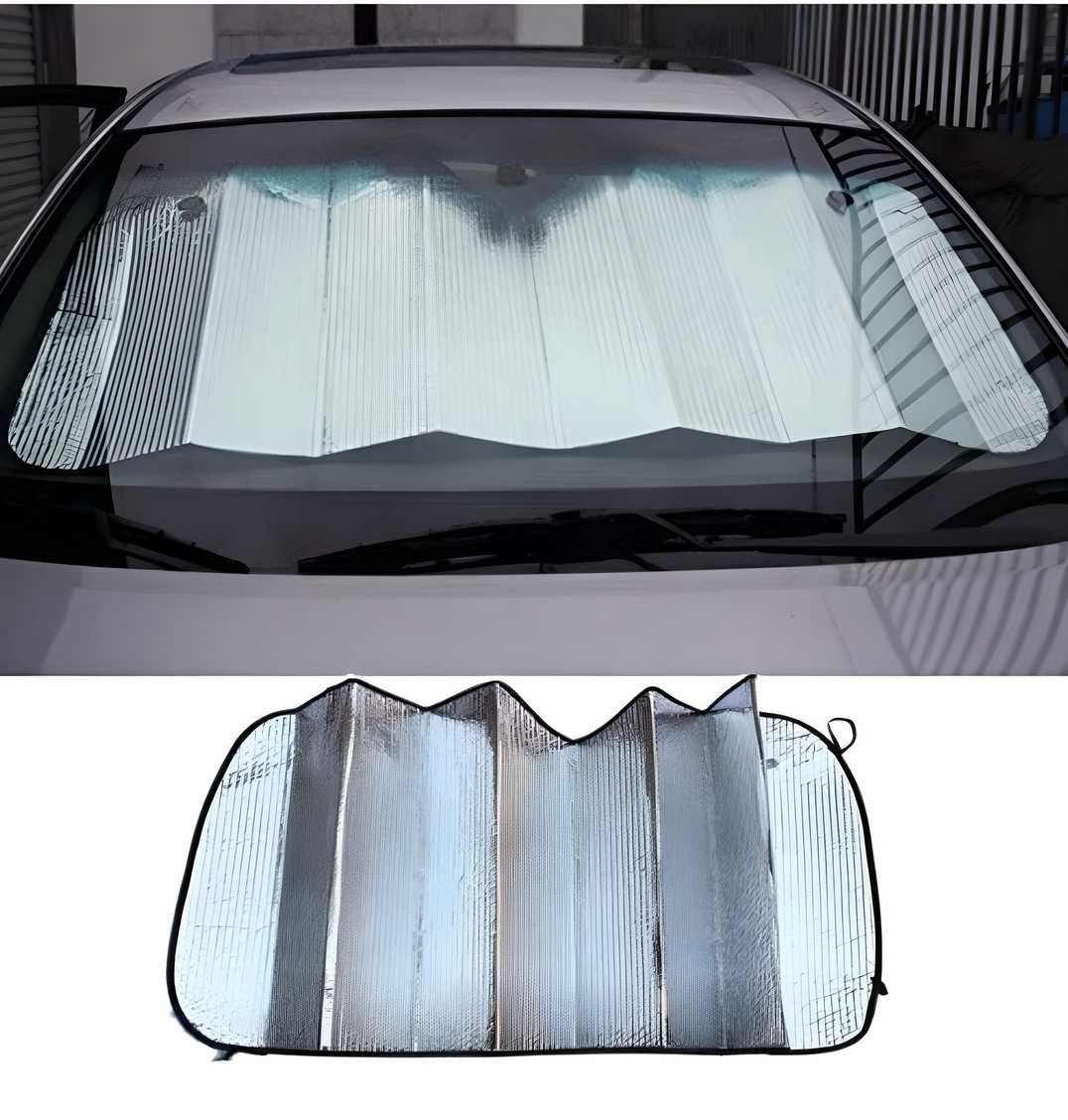 Front and Rear Foldable Car Sunshade (Silver) – Protect Your Car from Heat & UV | NISHU Superstores