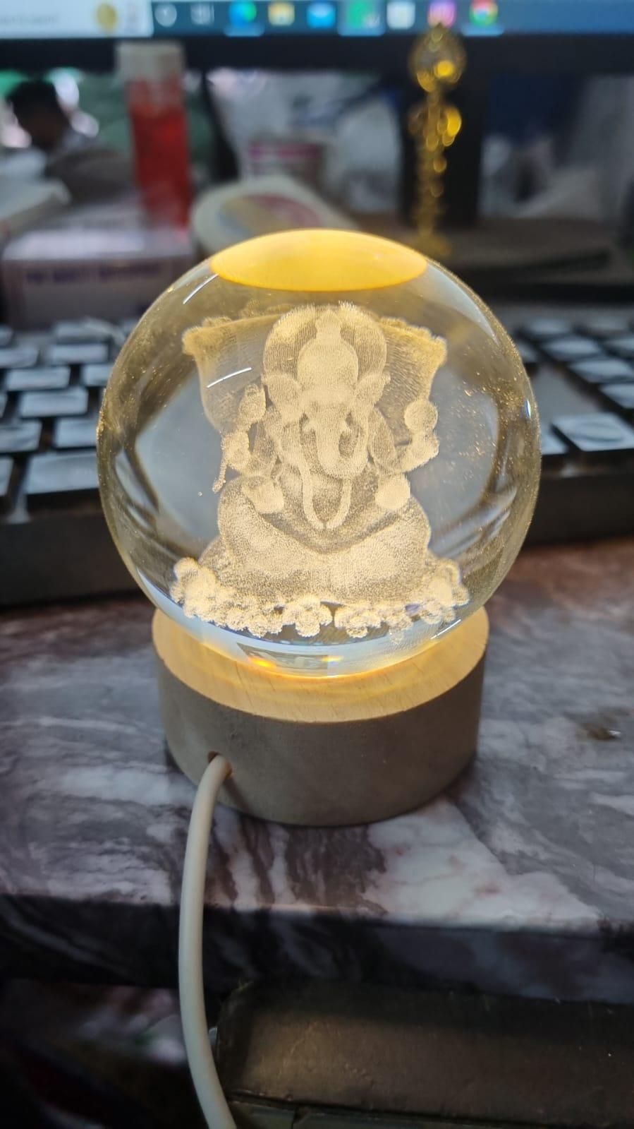 Ganesh Crystal LED Lamp – Divine Decorative Night Light | NISHU Superstores