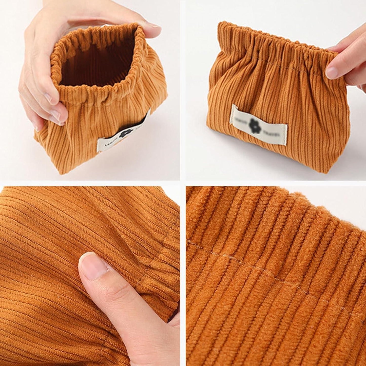 Small Corduroy Makeup Bag & Hair Tie Organizer Pouch | NISHU Superstores