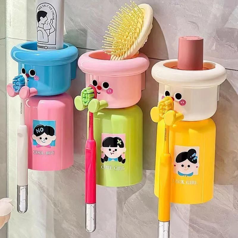 Dopamine Magnetic Toothbrush Holder with Mouthwash Cup – Wall Mounted Bathroom Organizer | NISHU Superstores