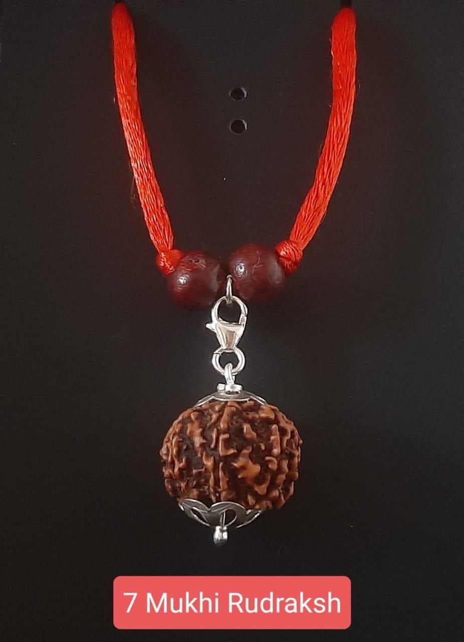 7 Mukhi Rudraksha Silver Capped Pendant – Spiritual Energy & Positive Vibes | NISHU Superstores