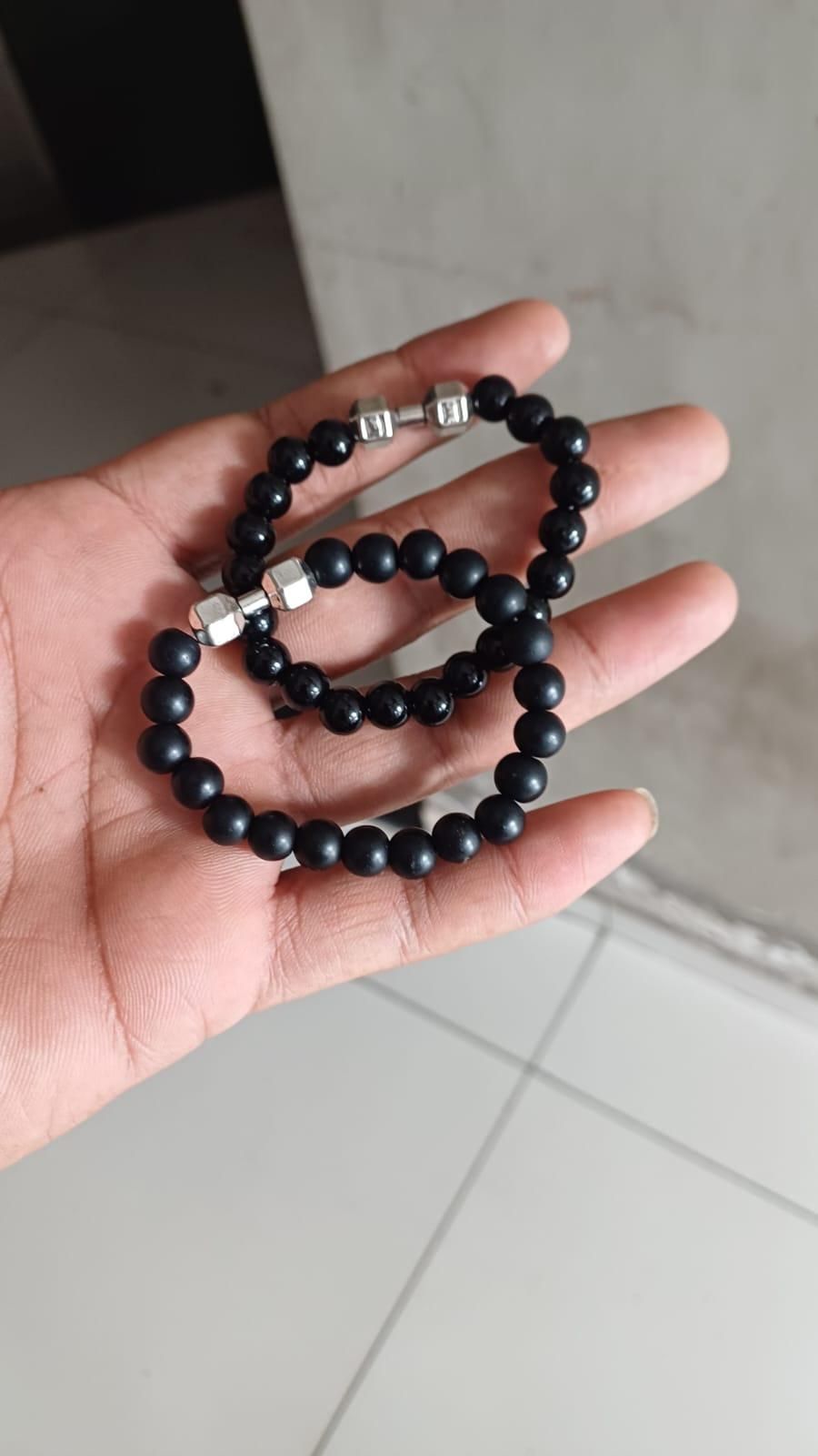 Black Matte Agate Onyx Beads Bracelet (Pack of 2) – Stylish Energy Stones | NISHU Superstores