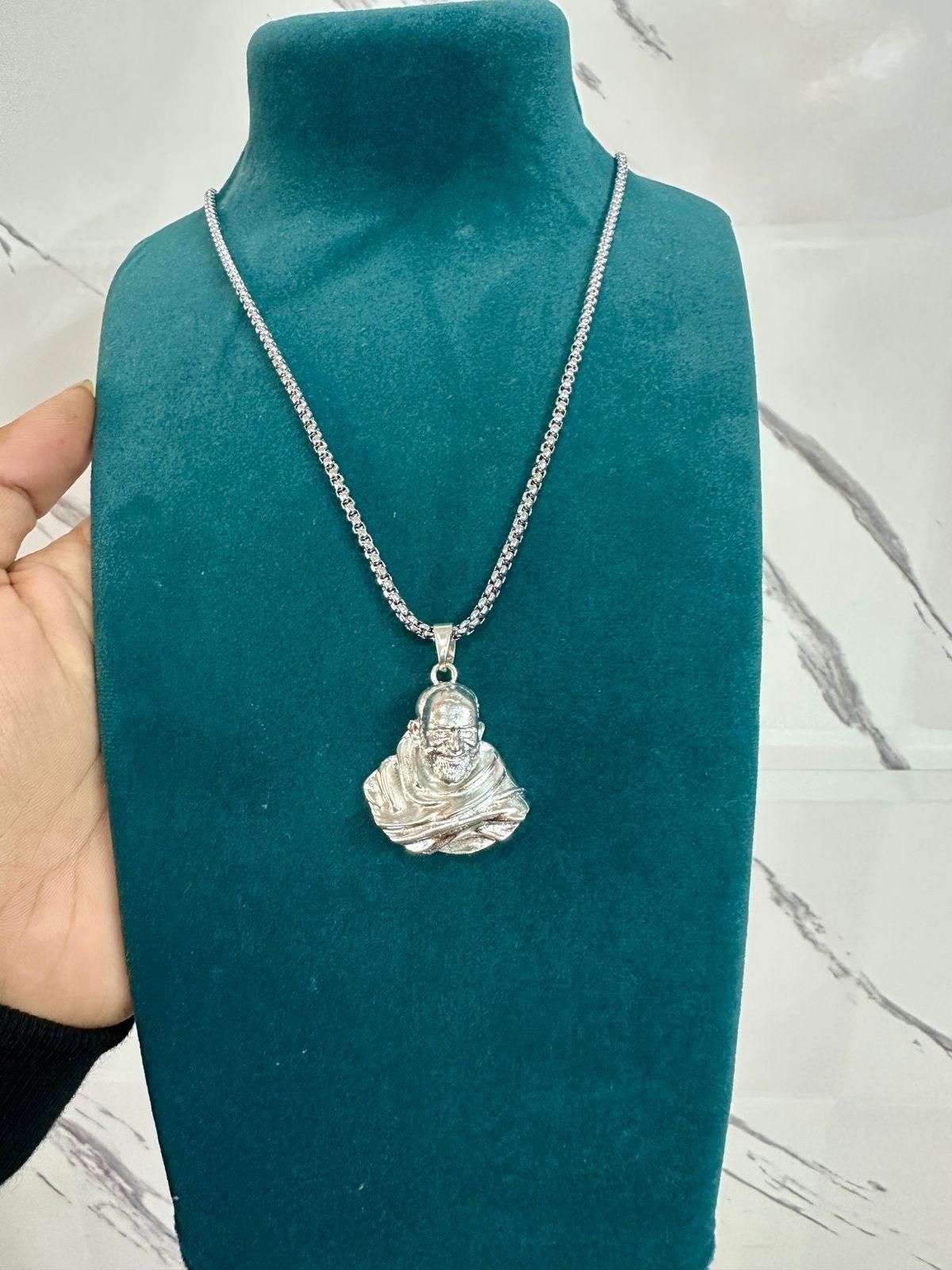 Neem Karoli Baba Pendant | Silver Plated | Spiritual Wear | NISHU Superstores