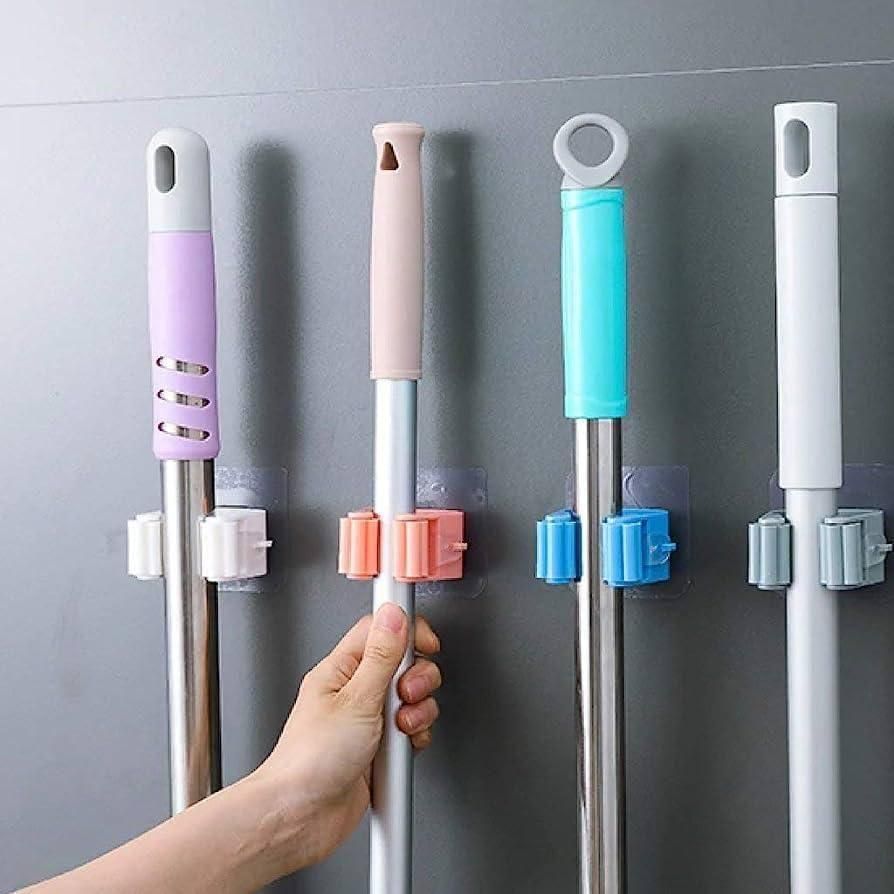 Self-Adhesive Mop Holder Hooks (Pack of 4) – Wall Mount Broom & Tool Organizer | NISHU Superstores