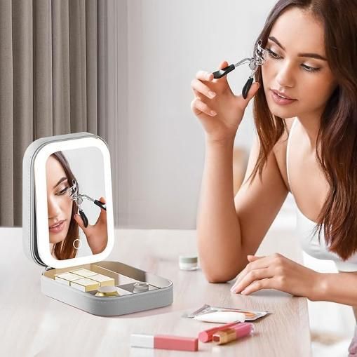 White Jewelry Box with LED Mirror – Elegant Storage Case | NISHU Superstores