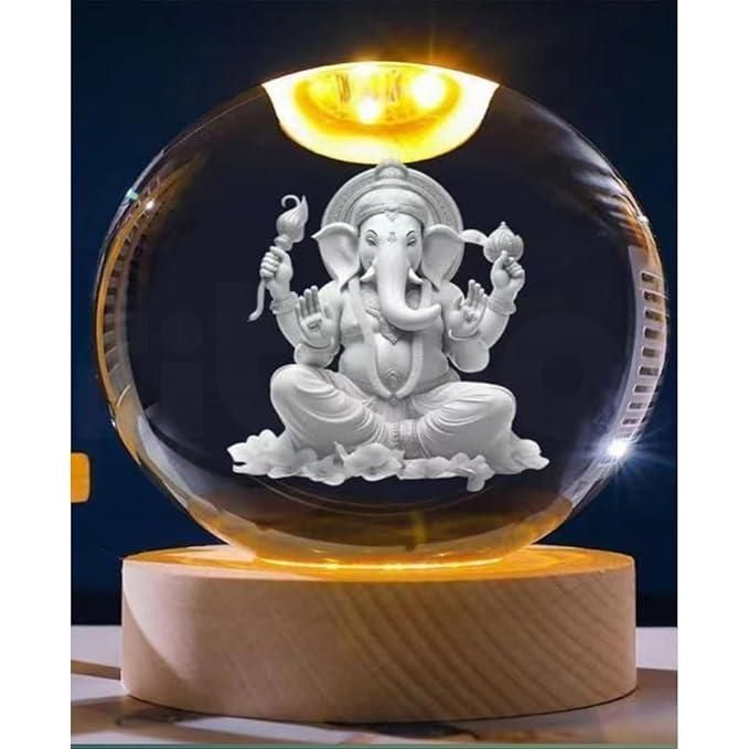 Ganesh Crystal LED Lamp – Divine Decorative Night Light | NISHU Superstores