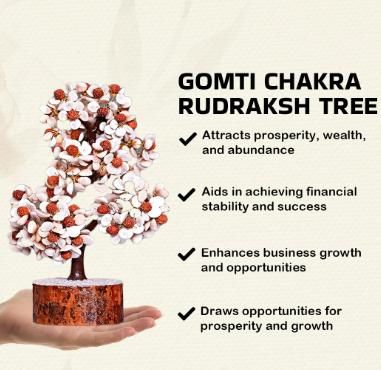 Gomti Chakra & Rudraksha Stone Tree – Floral Design for Positivity & Wealth | NISHU Superstores