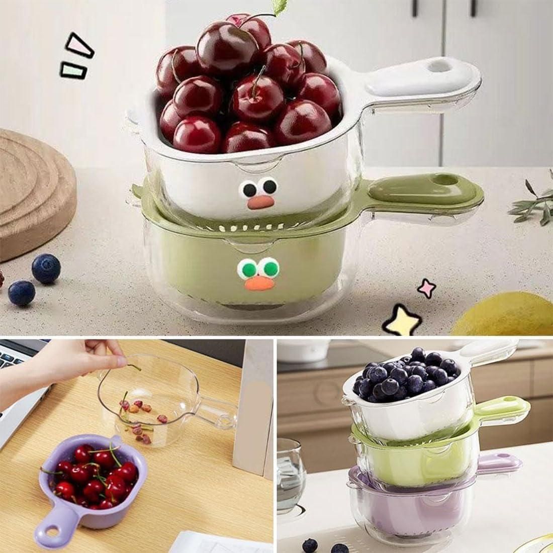 Strainer Dual-Layer Veggie & Fruit Draining Basket with Handle – Kitchen Colander | NISHU Superstores
