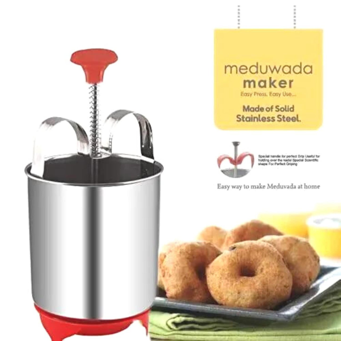 Stainless Steel Medu Vada Maker with Stand – Easy Vada Dispenser Tool | NISHU Superstores