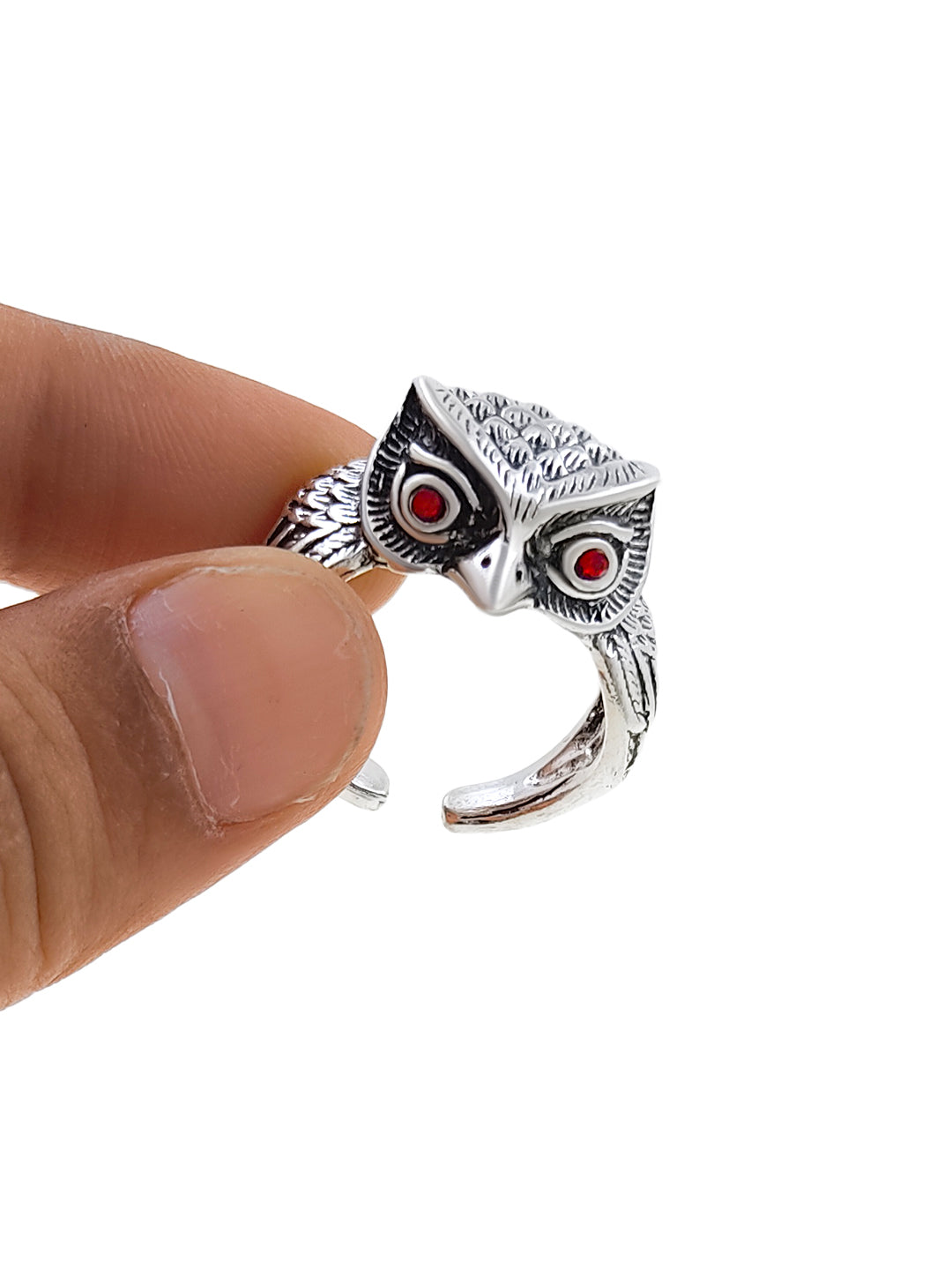 Saizen Silver Owl Face Ring for Men | Stylish Men’s Jewelry | NISHU Superstores