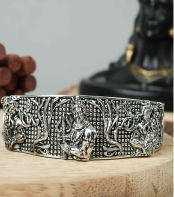 Men's Oxidized Silver Mahakal Bracelet | Spiritual Jewelry | NISHU Superstores