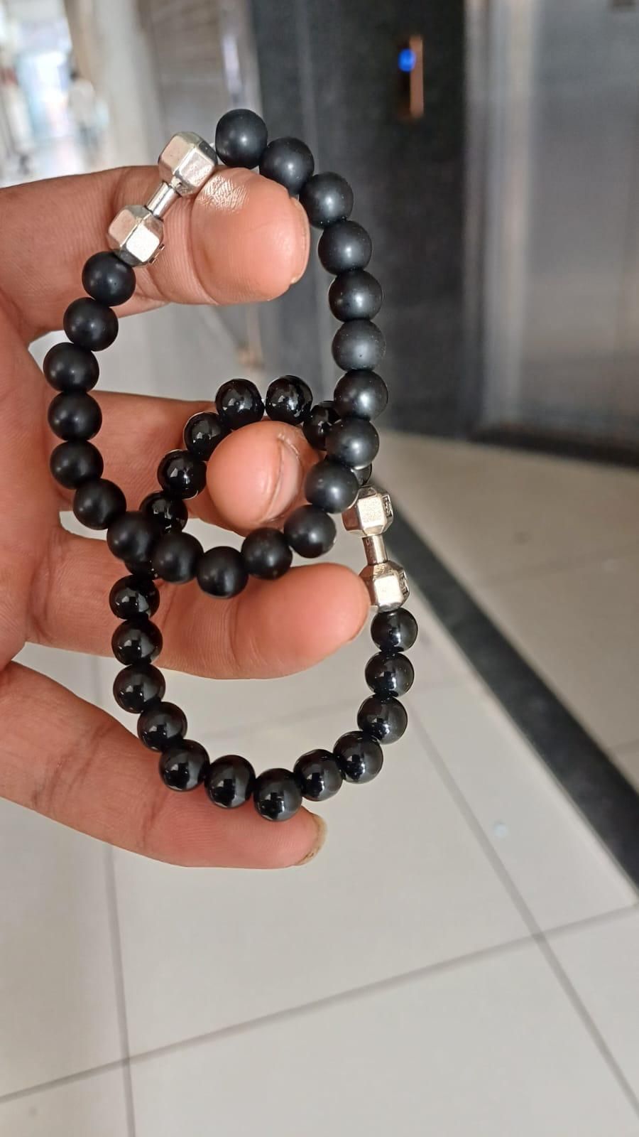 Black Matte Agate Onyx Beads Bracelet (Pack of 2) – Stylish Energy Stones | NISHU Superstores