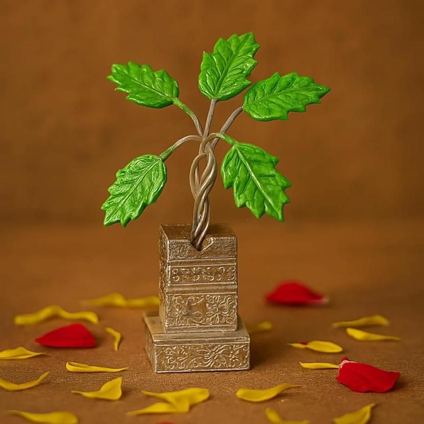 German Silver Plated Tulsi Plant Showpiece (4 inch) – Decorative & Elegant | NISHU Superstores