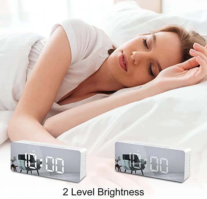 Digital LED Alarm Clock with Mirror Display – Snooze, Dimmer, Battery Support | NISHU Superstores
