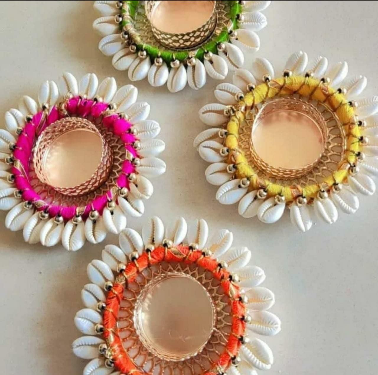 Cowrie Shell Design Tealight Holder (Pack of 2) – Decorative Candle Holder | NISHU Superstores
