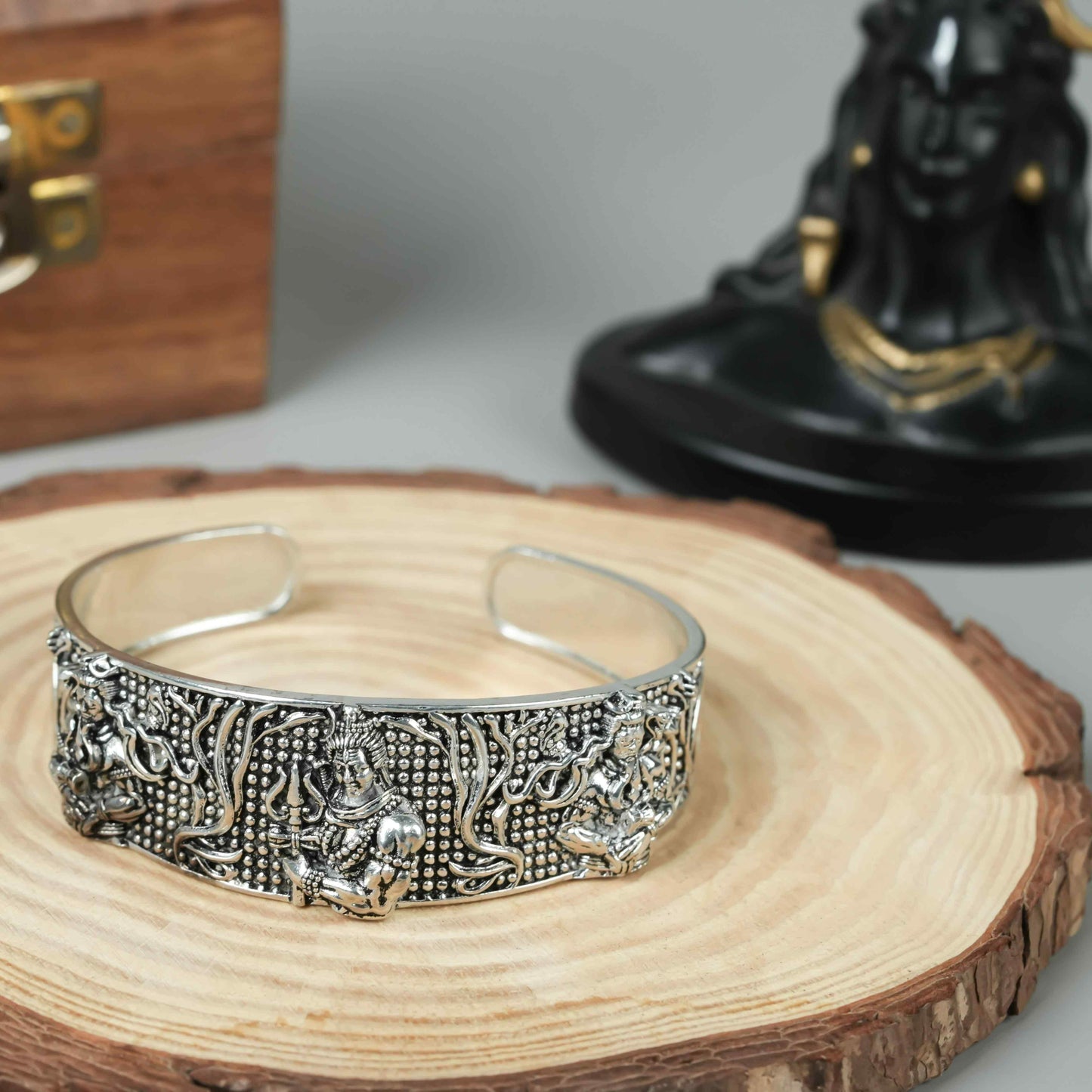 Men's Oxidized Silver Mahakal Bracelet | Spiritual Jewelry | NISHU Superstores