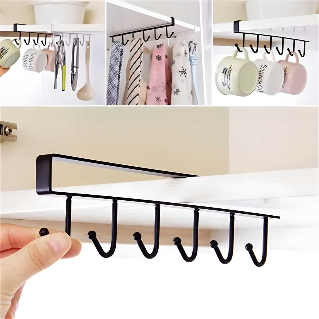 Mug & Wine Glass Storage Hooks – Under Shelf Kitchen Organizer | NISHU Superstores