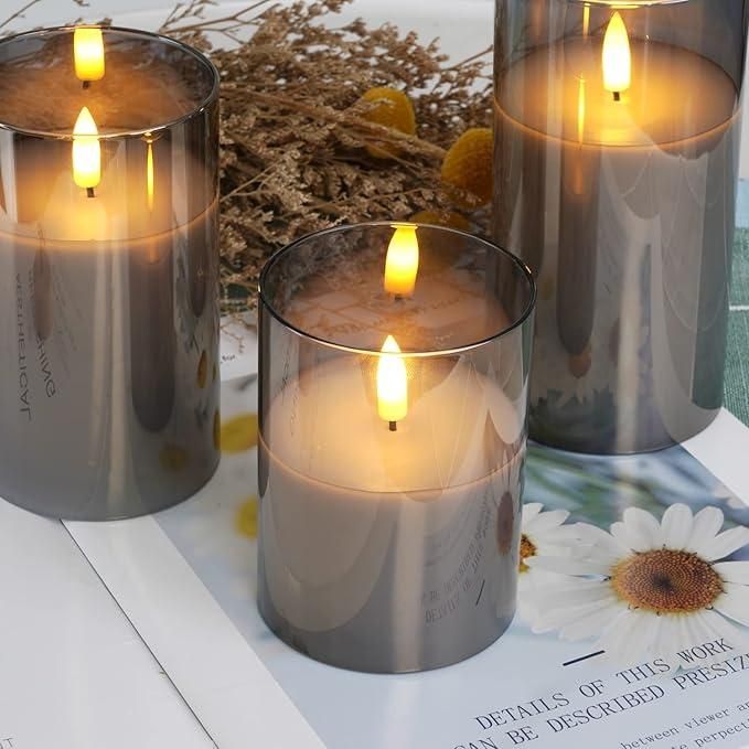 Magic Grey Glass Flameless Candles – Battery Operated with Timer | NISHU Superstores