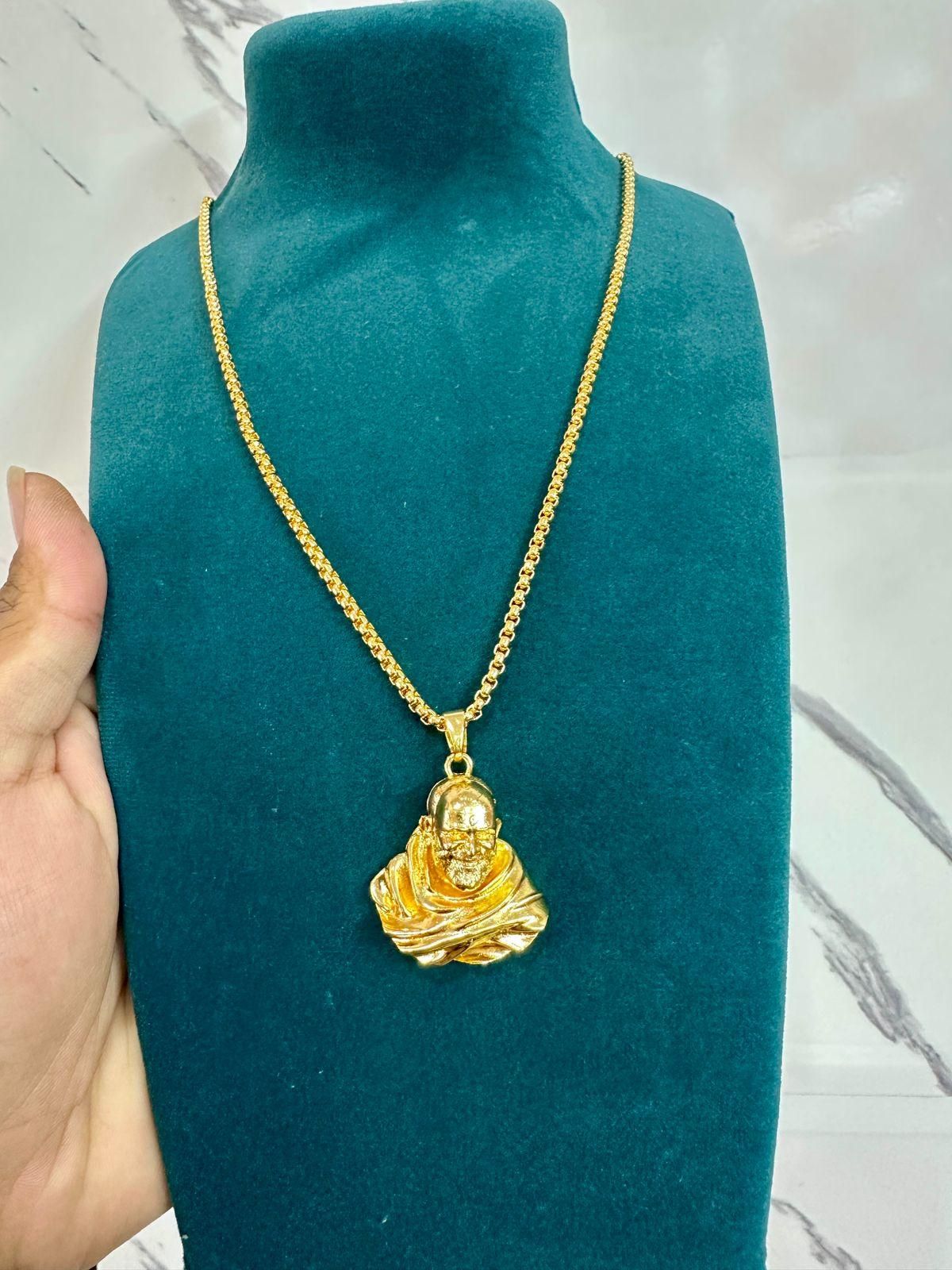 Sterling Gold Plated Neem Karoli Baba Pendant for Men – Spiritual & Elegant | NISHU Superstores