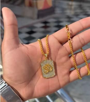 Gold Plated Om Diamond Pendant with Chain – Spiritual & Elegant | NISHU Superstores