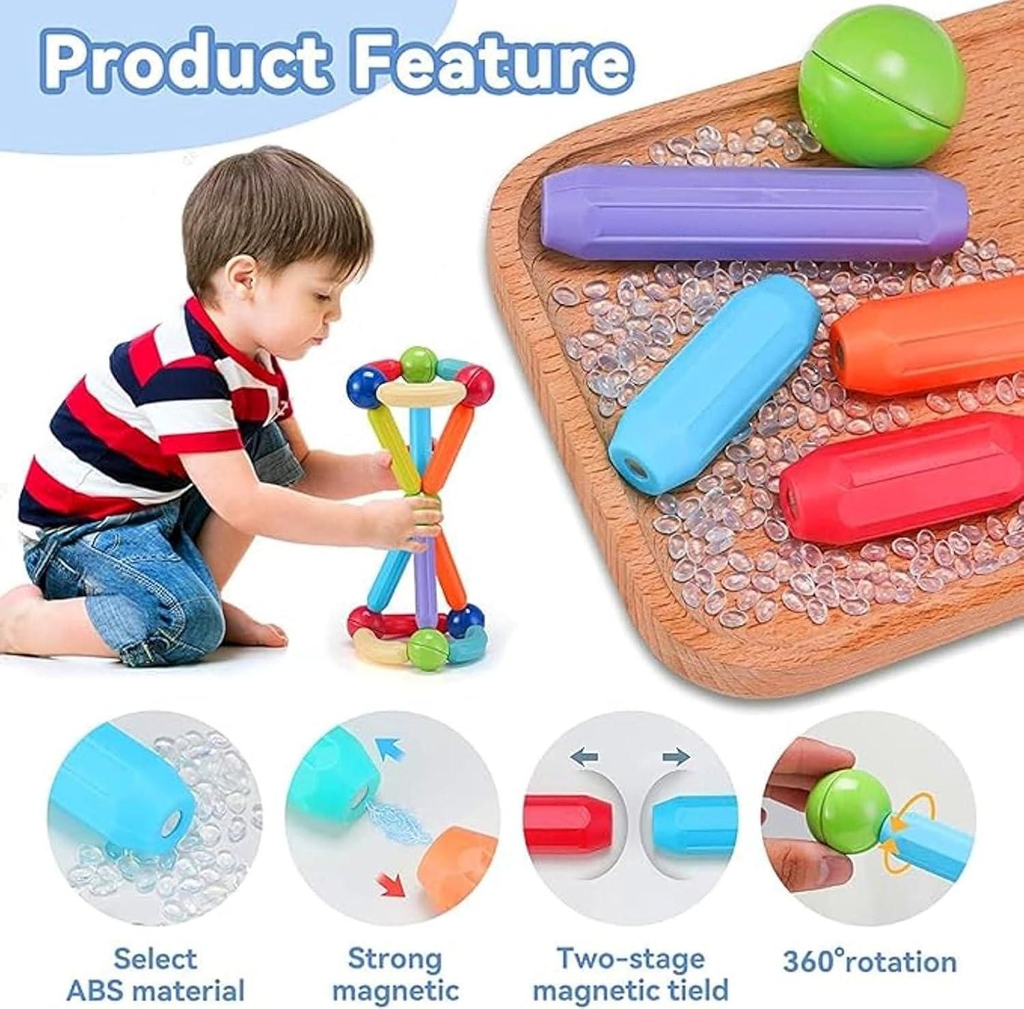 Magnetic Sticks Building Blocks for Kids – 36 Pcs Big Magnetic Toys | NISHU Superstores