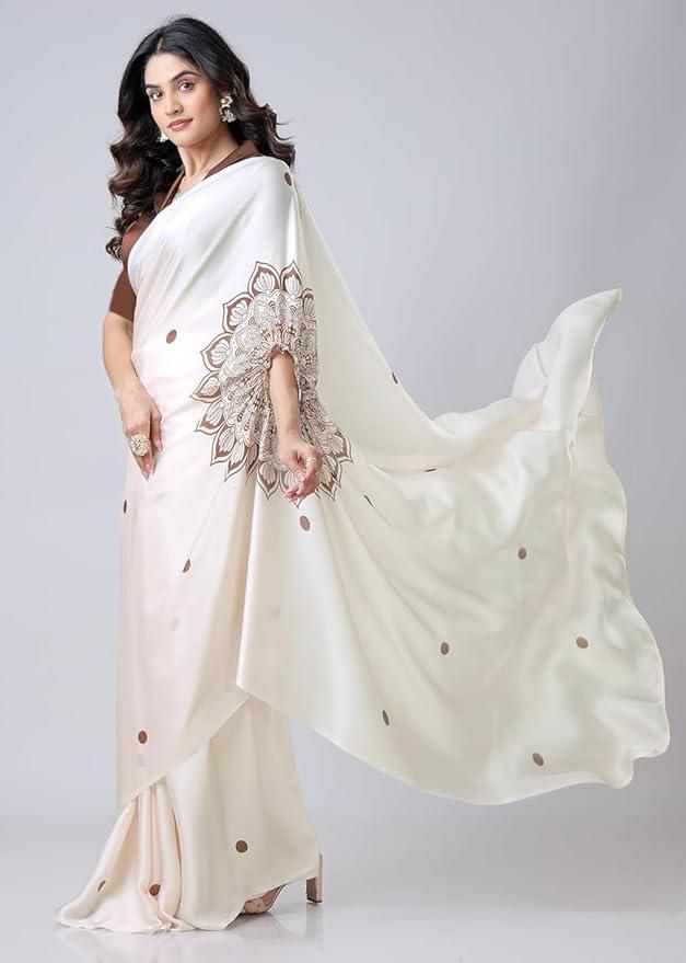Satin Silk Printed Kaftan Saree with Unstitched Blouse – Elegant Women’s Ethnic Wear | NISHU Superstores