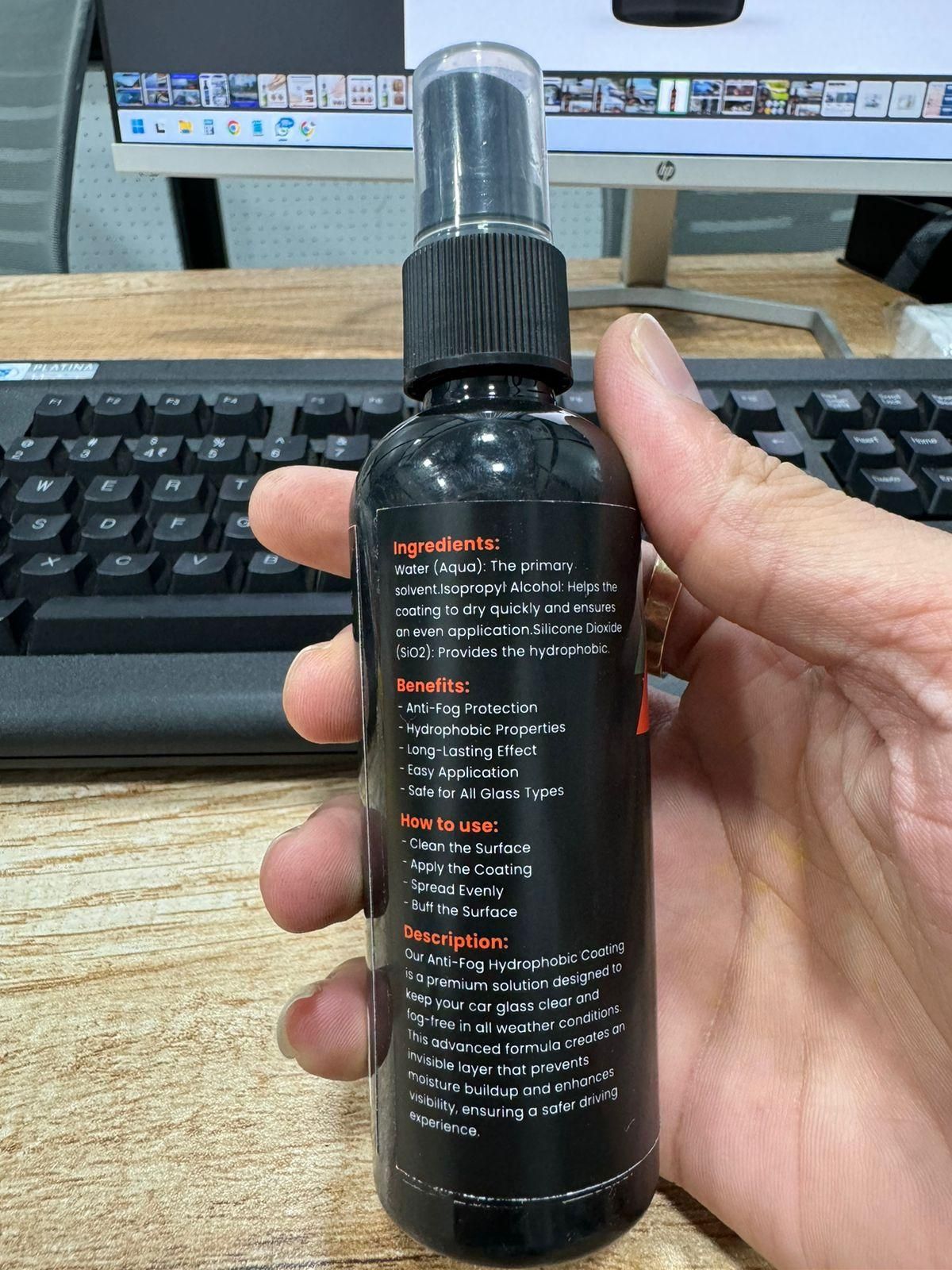 Car Glass Anti-Fog Hydrophobic Coating Spray – 100ml (Pack of 1) | NISHU Superstores