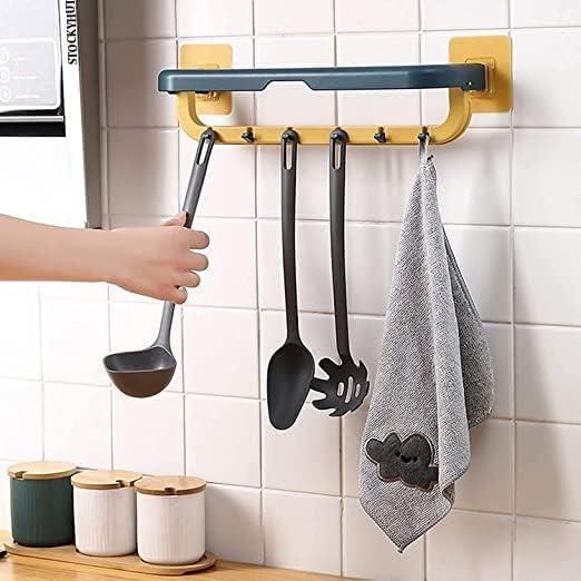 Wall Mounted Double Bar Towel Holder with Hook – Space-Saving Bathroom Rack | NISHU Superstores