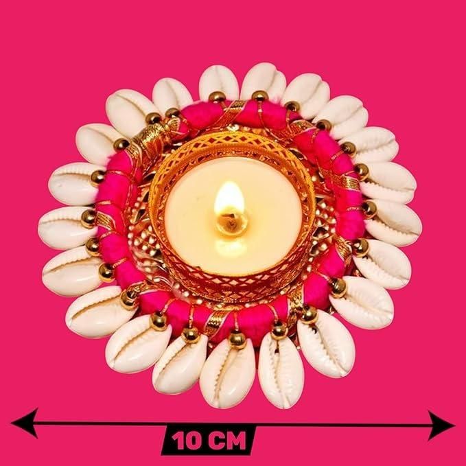Cowrie Shell Design Tealight Holder (Pack of 2) – Decorative Candle Holder | NISHU Superstores
