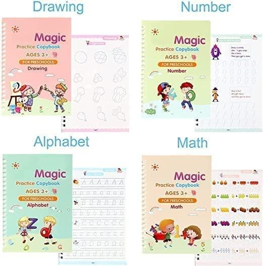 Sank Magic Practice Copybook Set – 4 Books + 1 Pen + 1 Grip + 10 Refills | NISHU Superstores