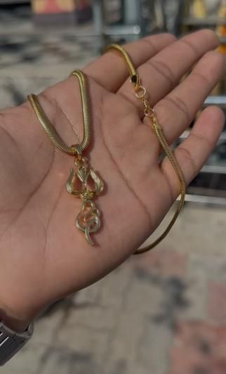 Gold Plated Trishul Pendant with Chain – Divine Spiritual Power Accessory | NISHU Superstores