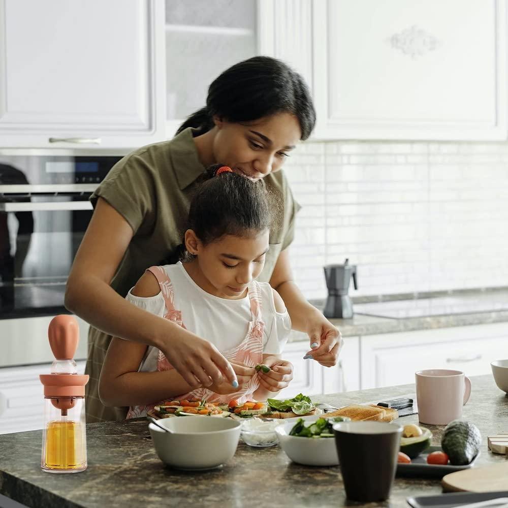 Oil Dispenser with Silicone Brush – 2-in-1 Bottle for Cooking, Grilling & Baking | NISHU Superstores