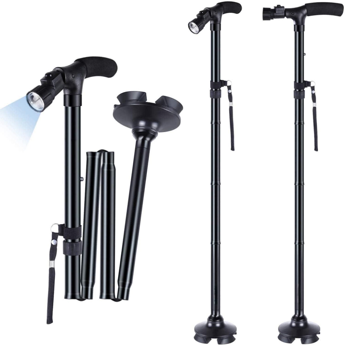 Collapsible Walking Stick with LED Light – Foldable, Sturdy & Safe Support | NISHU Superstores