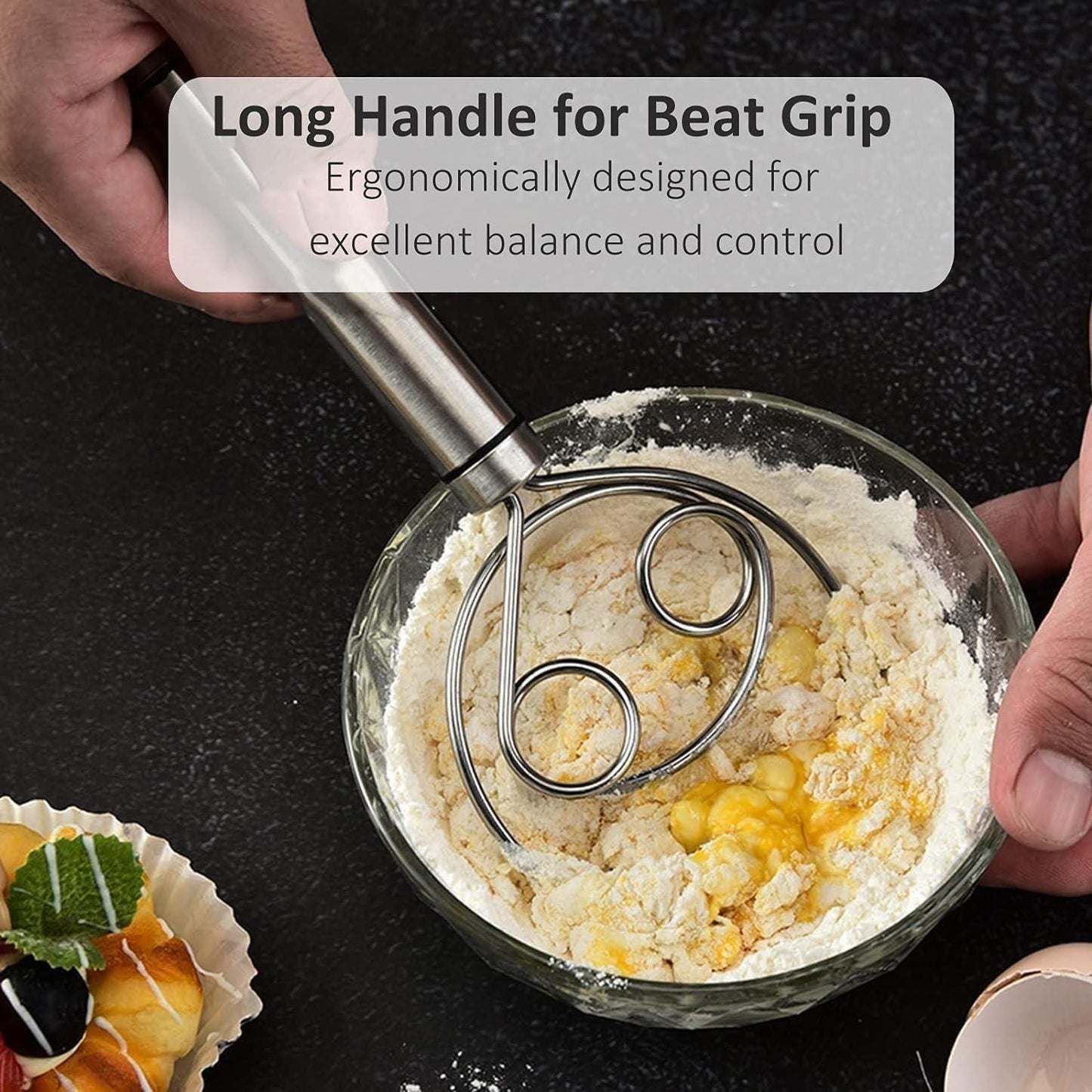 Stainless Steel Danish Dough Whisk (Pack of 2) – Bread Mixer Tool, Dishwasher Safe | NISHU Superstores