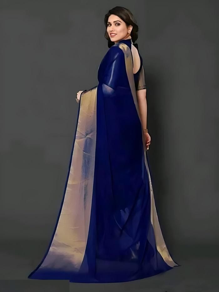 Latest Solid Chiffon Saree with Border – Elegant & Lightweight | NISHU Superstores