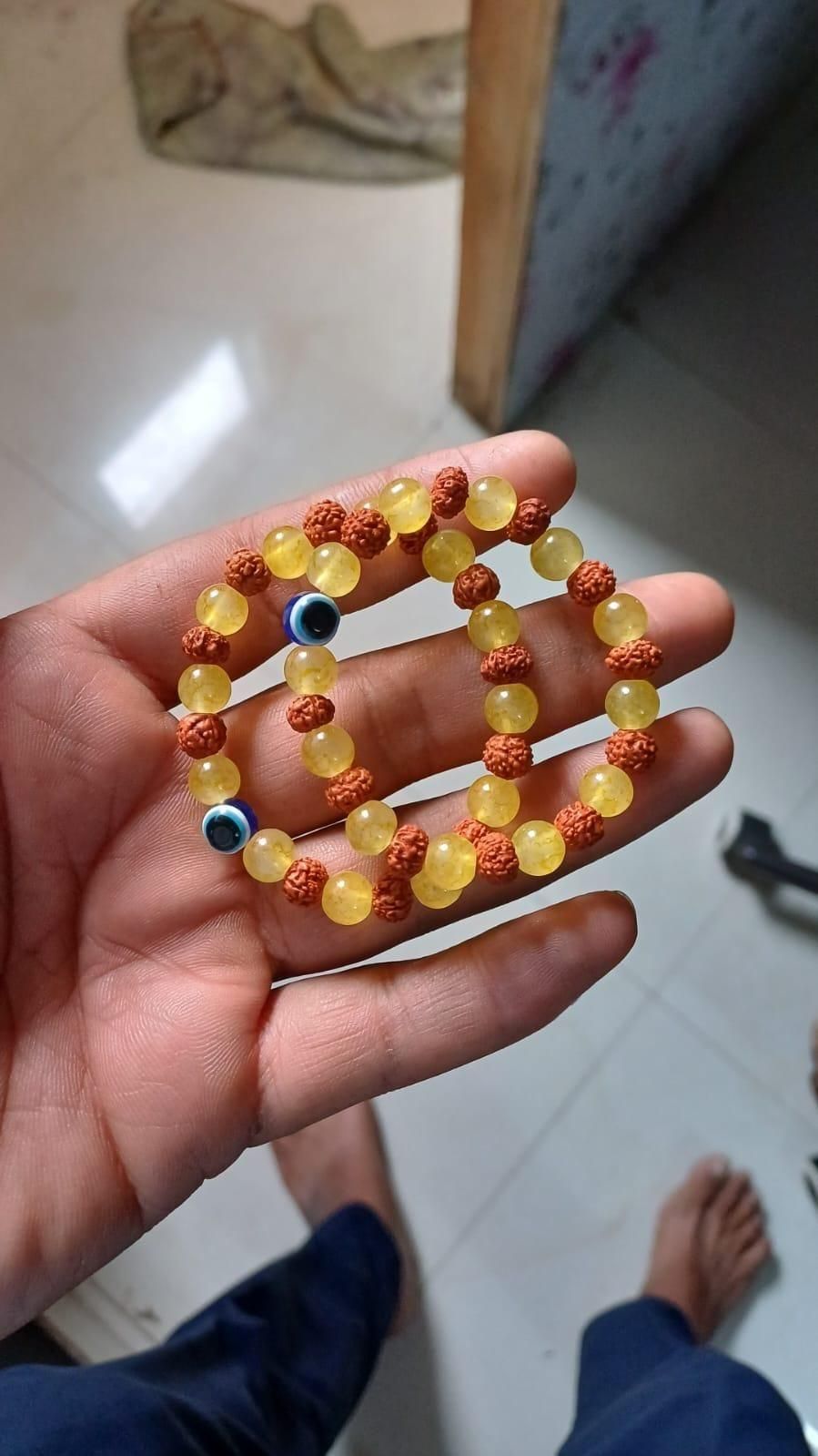 Rudraksha Citrine Crystal Bracelet – Pack of 2 Spiritual Healing Jewelry | NISHU Superstores