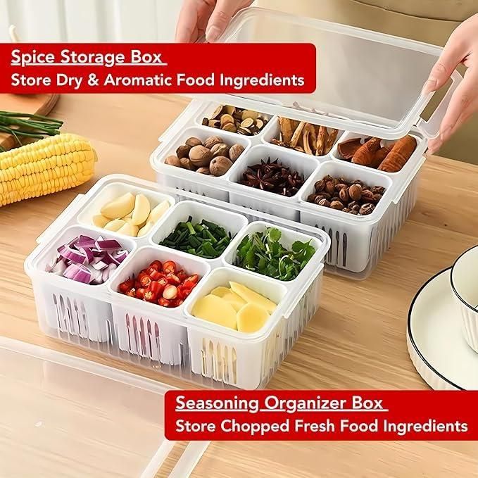 Food Storage Box with Lid & 6 Compartments – Meal Prep & Kitchen Organizer | NISHU Superstores